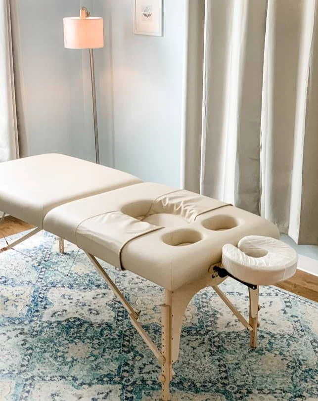 The Havens Room massage table set up for a session